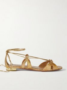 Cala di Volpe metallic snake-effect leather sandals Cala di Volpe metallic snake-effect leather sandals