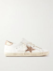 Super-Star distressed glittered leather sneakers Super-Star distressed glittered leather sneakers