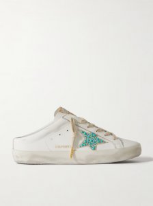 Super-Star Sabot distressed embellished leather slip-on sneakers Super-Star Sabot distressed embellished leather slip-on sneakers