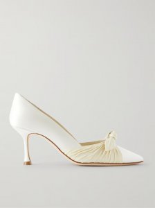 Terka 70 bow-embellished silk-trimmed satin pumps Terka 70 bow-embellished silk-trimmed satin pumps
