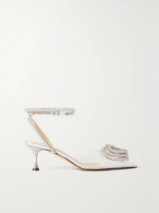 Triple Heart crystal-embellished PVC and metallic leather pumps Triple Heart crystal-embellished PVC and metallic leather pumps