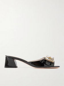 Bikiviv crystal-embellished patent-leather mules Bikiviv crystal-embellished patent-leather mules
