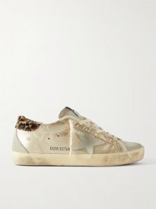 Super-Star calf hair and suede-trimmed distressed leather sneakers Super-Star calf hair and suede-trimmed distressed leather sneakers