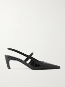 The Sharp croc-effect leather slingback pumps The Sharp croc-effect leather slingback pumps