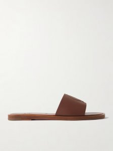 CL logo-embossed leather slides CL logo-embossed leather slides