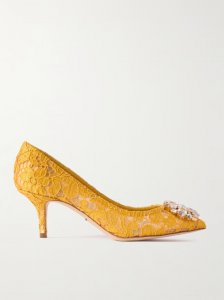 Bellucci crystal-embellished corded lace pumps Bellucci crystal-embellished corded lace pumps