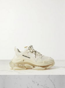 Triple S Clear Sole logo-embroidered faux leather and mesh sneakers Triple S Clear Sole logo-embroidered faux leather and mesh sneakers