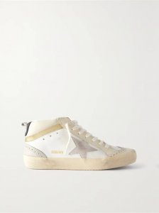 Mid Star distressed suede-trimmed leather sneakers Mid Star distressed suede-trimmed leather sneakers
