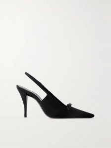 Crystal-embellished crepe slingback pumps Crystal-embellished crepe slingback pumps