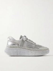 + NET SUSTAIN Nama embroidered leather and recycled-mesh sneakers + NET SUSTAIN Nama embroidered leather and recycled-mesh sneakers