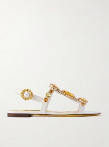 Bianca crystal-embellished patent-leather sandals Bianca crystal-embellished patent-leather sandals