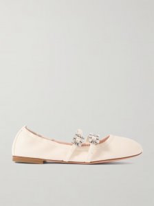 Crystal-embellished leather ballet flats Crystal-embellished leather ballet flats