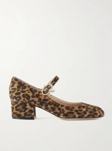 Mary Ribbon 45 leopard-print suede Mary Jane pumps Mary Ribbon 45 leopard-print suede Mary Jane pumps