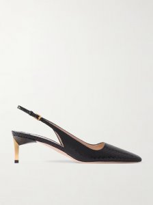 Snake-effect leather slingback pumps Snake-effect leather slingback pumps