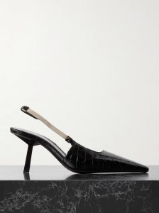 Blake embellished croc-effect leather slingback pumps Blake embellished croc-effect leather slingback pumps