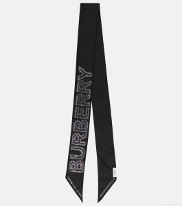 BurberryLogo embellished silk twill scarf
