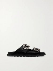 Slidy Viv crystal-embellished leather slides Slidy Viv crystal-embellished leather slides