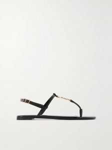 Cassandra logo-embellished patent-leather slingback sandals Cassandra logo-embellished patent-leather slingback sandals