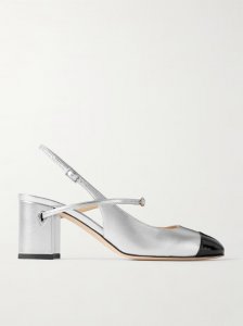 Mattia 65 metallic and patent-leather slingback pumps Mattia 65 metallic and patent-leather slingback pumps