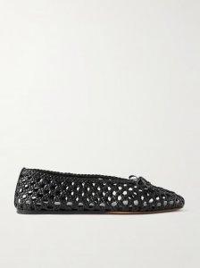 Regency bow-embellished woven leather ballet flats Regency bow-embellished woven leather ballet flats