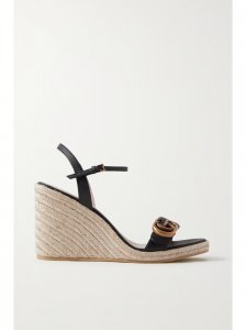 Aitana logo-embellished leather espadrille wedge sandals Aitana logo-embellished leather espadrille wedge sandals