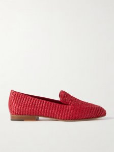 Pitakara leather-trimmed raffia loafers Pitakara leather-trimmed raffia loafers