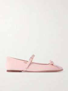 Bow-embellished patent-leather Mary Jane ballet flats Bow-embellished patent-leather Mary Jane ballet flats