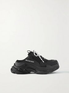 Triple S embroidered faux nubuck and mesh slip-on sneakers Triple S embroidered faux nubuck and mesh slip-on sneakers