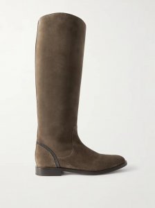 Bead-embellished suede knee boots Bead-embellished suede knee boots