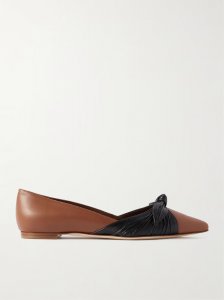 Terkaflat bow-embellished two-tone leather point-toe flats Terkaflat bow-embellished two-tone leather point-toe flats