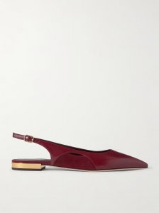 Saada suede-trimmed leather slingback ballet flats Saada suede-trimmed leather slingback ballet flats