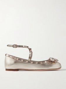 Rockstud metallic leather ballet flats Rockstud metallic leather ballet flats