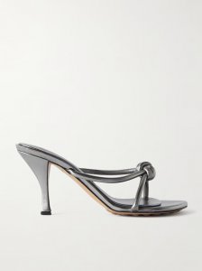 Blink knotted metallic leather mules Blink knotted metallic leather mules
