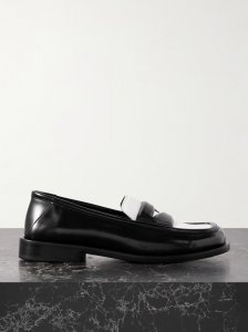 Amanda logo-debossed two-tone leather loafers Amanda logo-debossed two-tone leather loafers
