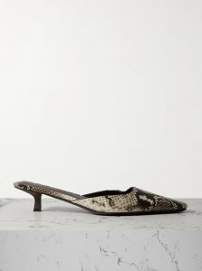 Mira snake-effect leather mules Mira snake-effect leather mules