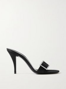 Simone crystal-embellished satin mules Simone crystal-embellished satin mules
