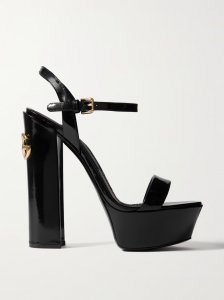 Keira logo-embellished patent-leather platform sandals Keira logo-embellished patent-leather platform sandals