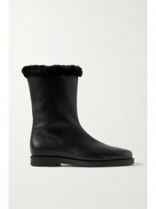 The Off-Duty faux fur-lined textured-leather boots The Off-Duty faux fur-lined textured-leather boots