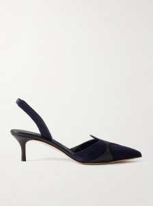 Poligleto 50 leather-trimmed suede slingback pumps Poligleto 50 leather-trimmed suede slingback pumps