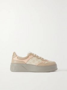 GG Supreme leather and logo-jacquard canvas sneakers GG Supreme leather and logo-jacquard canvas sneakers