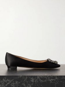 Hangisi embellished satin point-toe flats Hangisi embellished satin point-toe flats