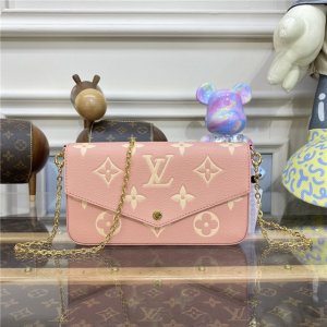Louis Vuitton Pochette Felicie Bicolor Monogram Empreinte Leather Pink M81759 Louis Vuitton Pochette Felicie Bicolor Monogram Empreinte Leather Pink M81759