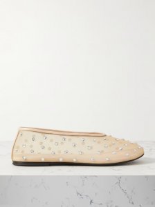 Marcy crystal-embellished mesh ballet flats Marcy crystal-embellished mesh ballet flats