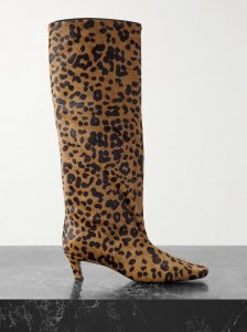 The Wide Shaft leopard-print calf hair knee boots The Wide Shaft leopard-print calf hair knee boots