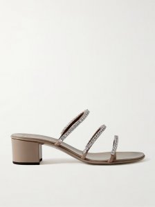 Roll crystal-embellished leather sandals Roll crystal-embellished leather sandals