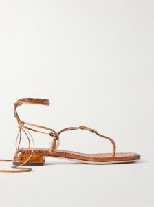 Onyxia embellished snake-effect leather sandals Onyxia embellished snake-effect leather sandals