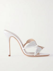 Butterfly crystal-embellished silk-satin mules Butterfly crystal-embellished silk-satin mules