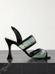 Avespa 90 mesh-trimmed patent-leather slingback mules Avespa 90 mesh-trimmed patent-leather slingback mules