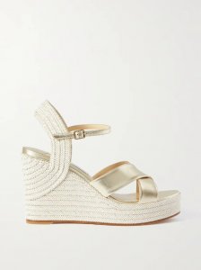 Dellena 100 metallic leather espadrille wedge sandals Dellena 100 metallic leather espadrille wedge sandals