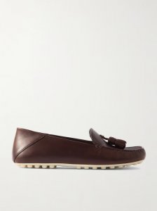 Tasseled leather collapsible-heel loafers Tasseled leather collapsible-heel loafers